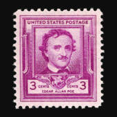 U.S. Post Office Issues Commemorative Edgar Allen Poe Stamp on 100th Anniversary of His Death